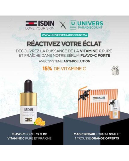 ISDIN OFFRE WEB FLAVO C FORTE 15% 10 JOURS + TROUSSE + MAGIC REPAIR 10ML OFFERT