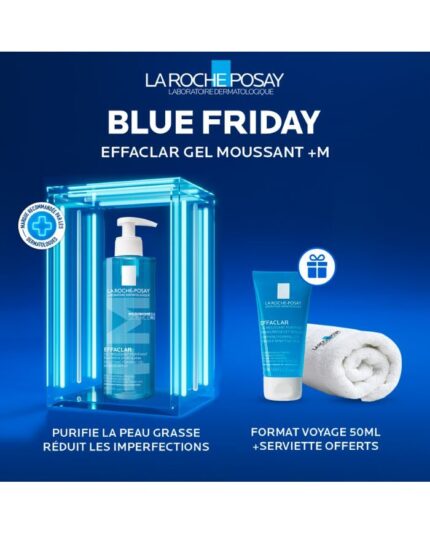 LA ROCHE POSAY OFFRE WEB EFFACLAR GEL MOUSSANT PURIFIANT PEAUX SENSIBLES GRASSES 400 ML + FORMAT 50 ML ET SERVIETTE OFFERTS